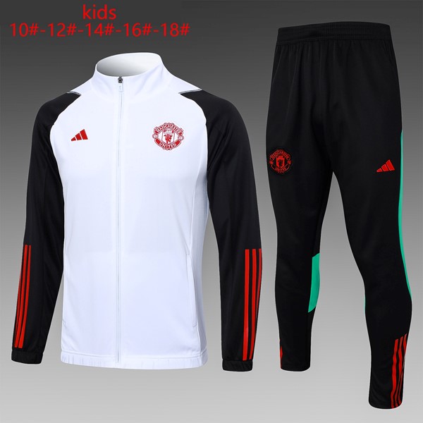 Kinder Trainingsanzug Manchester United 2024 Weiß Schwarz